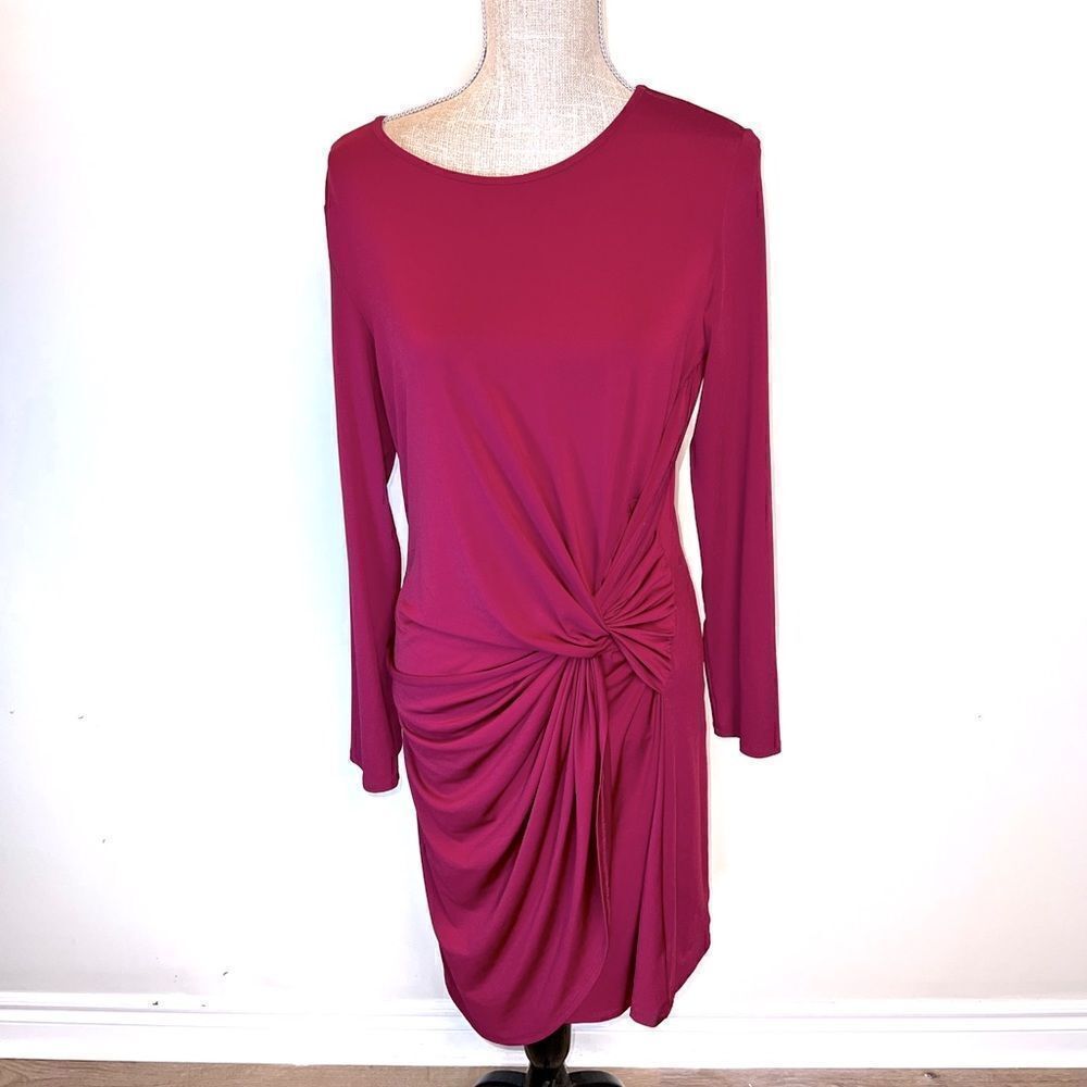 NWOT H by Halston Long Sleeve Twist Tie Jersey Dress Womens Sz 10